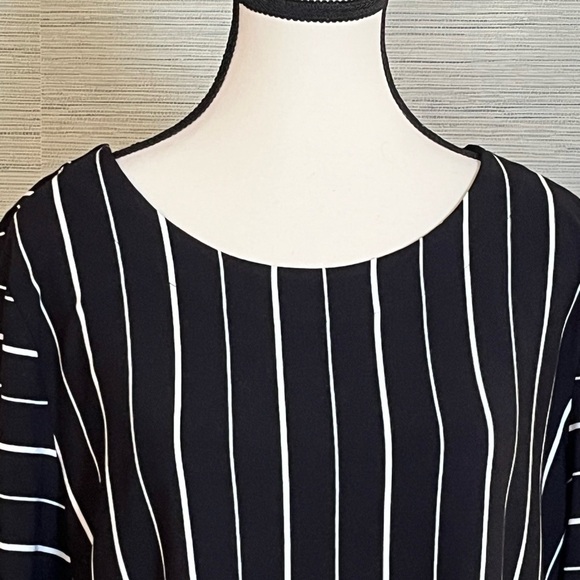 HABITAT Soho Stripe Swing Dress Shift Black White Womens Size Large Asymmetrical - Picture 4 of 9
